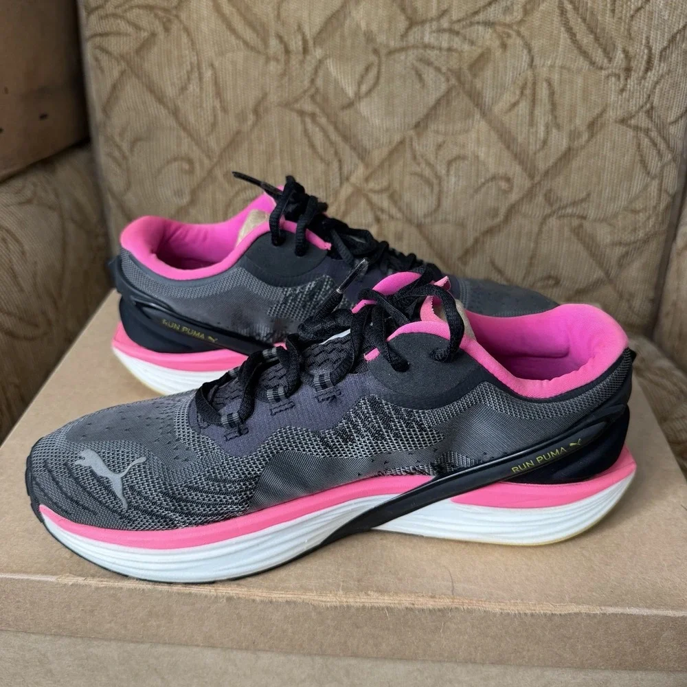 Puma Run XX Nitro Black Pink Trainers 376171-13 Women's Size 9.5 Running Shoes